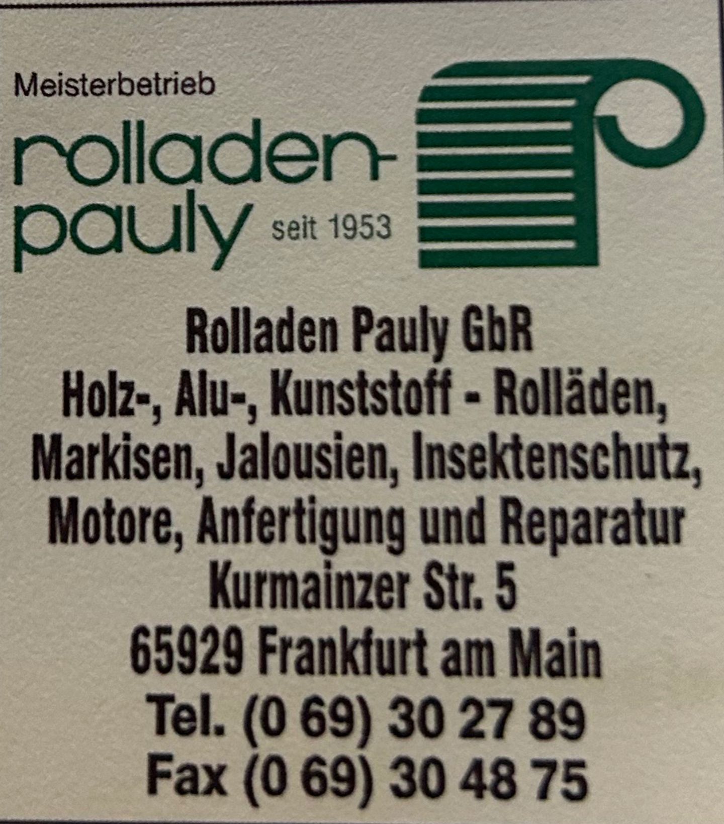 Logo der Firma Rolladen Pauly Günter Pauly und Söhne GbR aus Frankfurt am Main