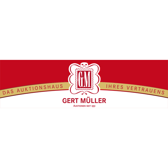 Logo der Firma Gert Müller GmbH Internationale Briefmarken- und Münzauktionen aus Ettlingen