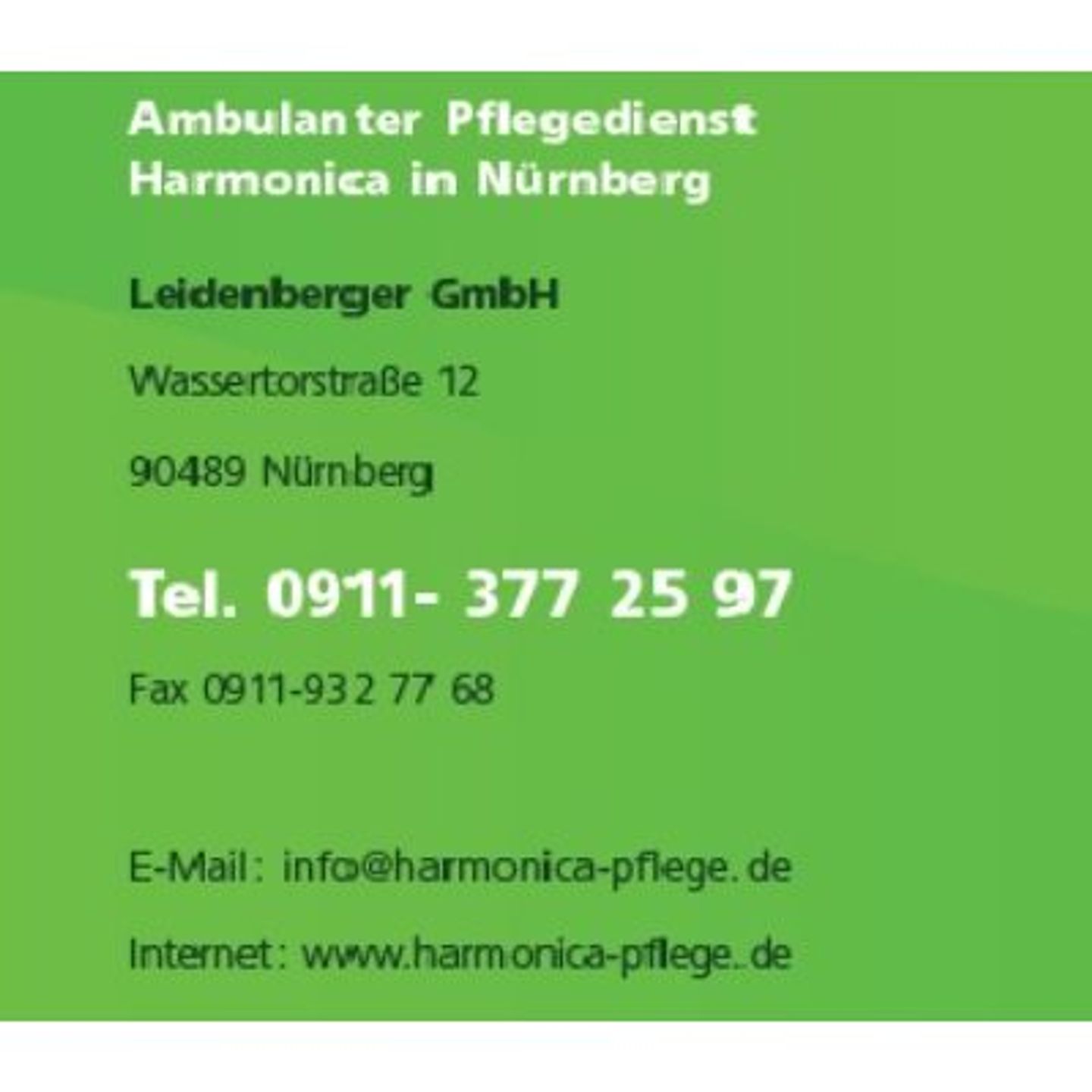 Logo der Firma Leidenberger GmbH - Pflegedienst Harmonica Nürnberg aus Nürnberg